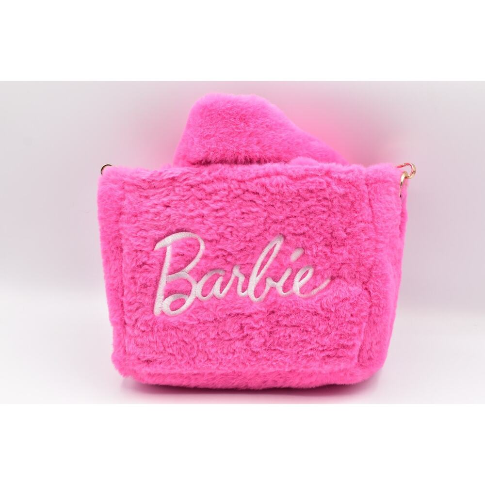 Barbie x Skinny Dip Pink Faux Fur Mini Crossbody Handbag Limited Edition Gold